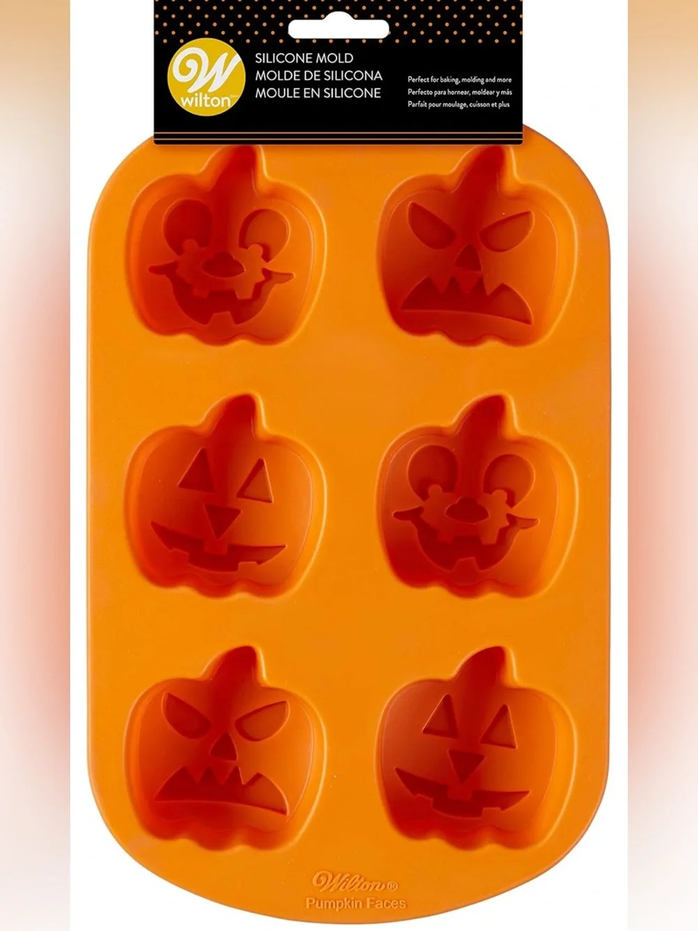 2 sets Wilton Orange Pumpkin Face Silicone Mold - 6 Cavity